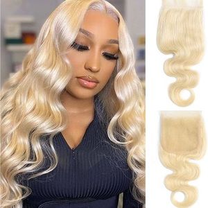 12in 613 Blonde 4x4 Transparent Lace Closure Body Wave